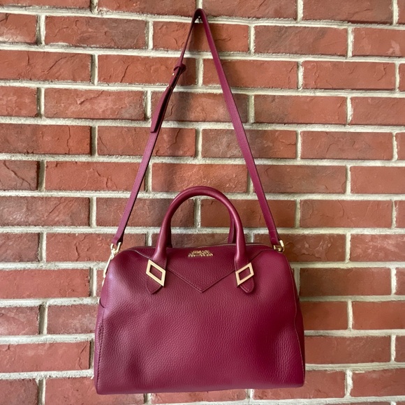 Versace Collection Barrel  Burgundy Leather Satchel Shoulder Bag NWOT - Picture 13 of 16